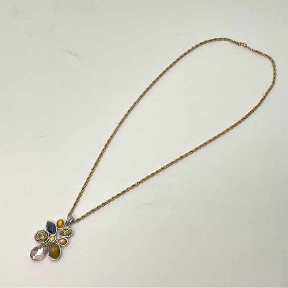 GOLD Tone Spiral Chain 24” with a Silver & Gold Pendant - Picture 2 of 14